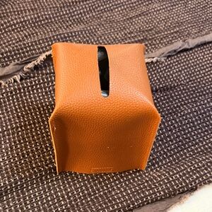 Tan Leather Tissue Box Cover